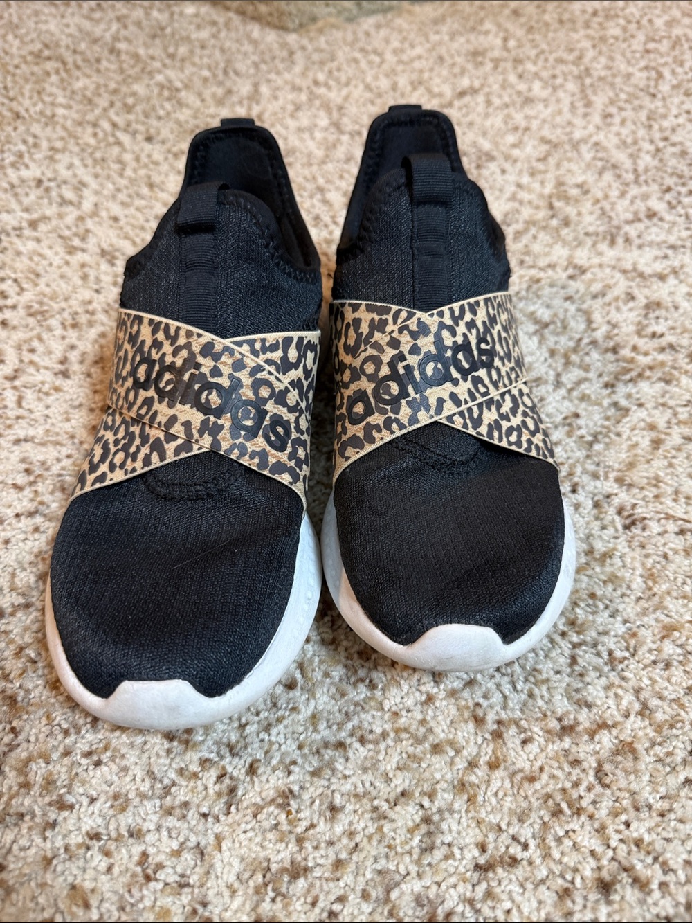 adidas Black Slip-On Sneakers with Leopard Print Strap